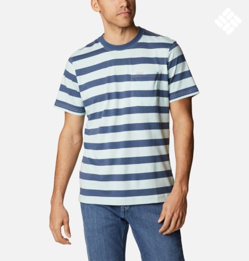 Men's Columbia Glendoveer Pocket T Shirts Stripe | CA-D364C