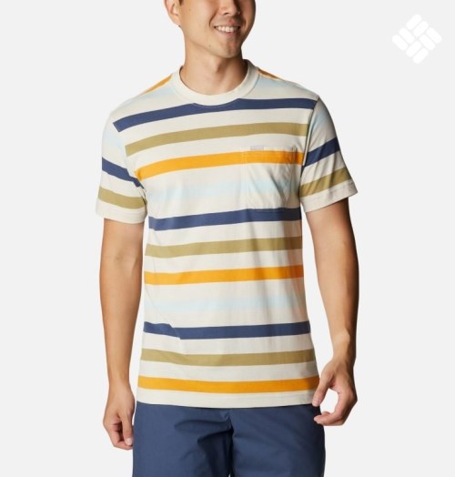 Men's Columbia Glendoveer Pocket T Shirts Stripe | CA-JA8LC