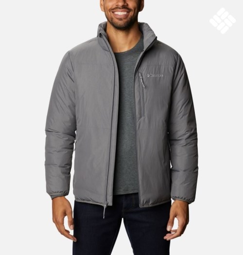 Men's Columbia Grand Wall Insulated Jackets Dark Grey | CA-R5AC8