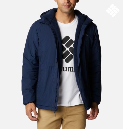 Men's Columbia Grand Wall Sherpa Jackets Navy | CA-I61A3