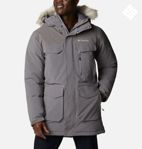 Men's Columbia Great Bend 780 TurboDown Parka Jackets Dark Grey | CA-KC164