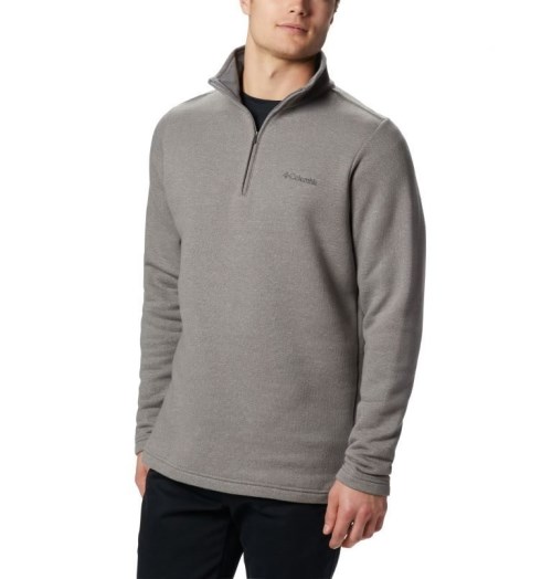 Men's Columbia Great Hart Mountain III Half Zip Sweatshirts Grey | CA-E4A36