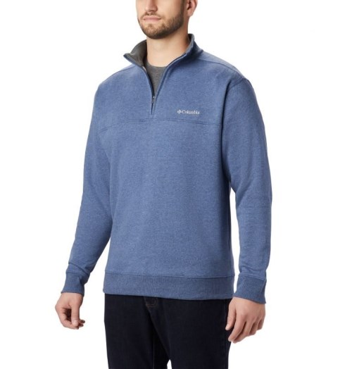 Men's Columbia Hart Mountain II Half Zip Sweatshirts Blue | CA-FA851