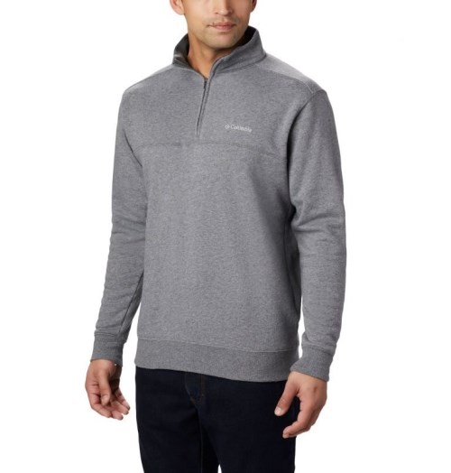 Men's Columbia Hart Mountain II Half Zip Sweatshirts Grey | CA-H301C