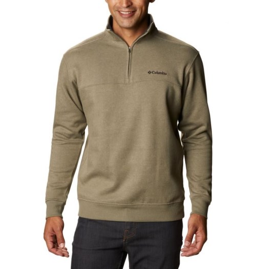 Men's Columbia Hart Mountain II Half Zip Sweatshirts Olive | CA-H41L0