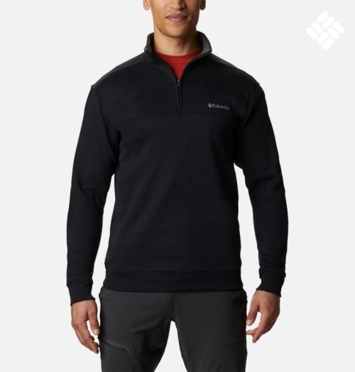 Men's Columbia Hart Mountain II Half Zip Sweatshirts Black | CA-H45L0