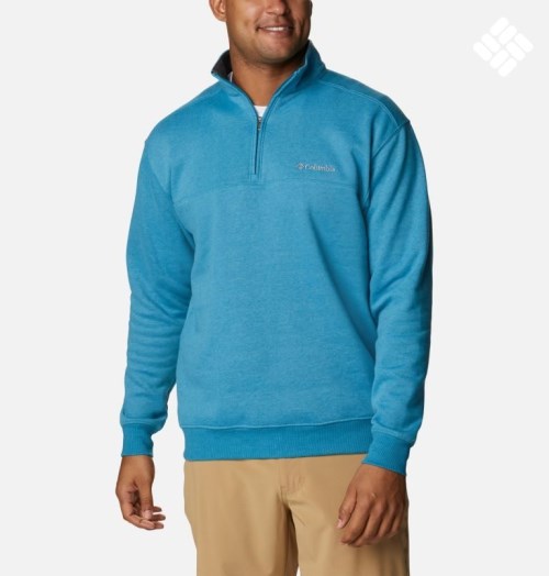 Men's Columbia Hart Mountain II Half Zip Sweatshirts Turquoise | CA-K3CLA