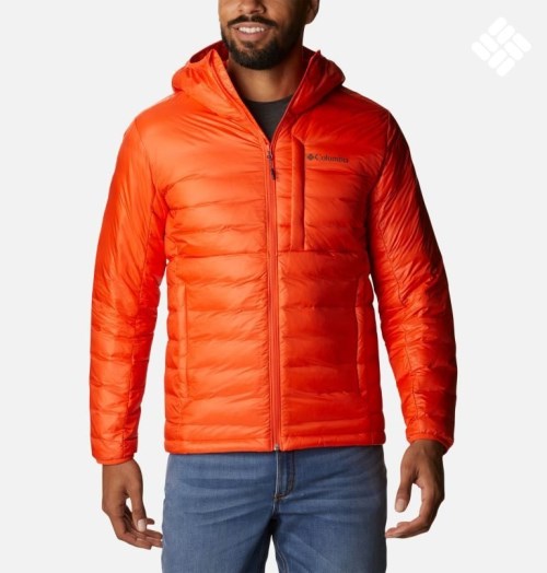 Men's Columbia Infinity Summit Omni-Heat Infinity Double Wall Hooded Down Jackets Orange | CA-D6145