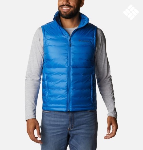 Men's Columbia Infinity Summit Omni-Heat Infinity Double Wall Down Vest Blue | CA-F406C