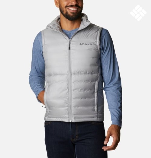 Men's Columbia Infinity Summit Omni-Heat Infinity Double Wall Down Vest Light Grey | CA-M06L5