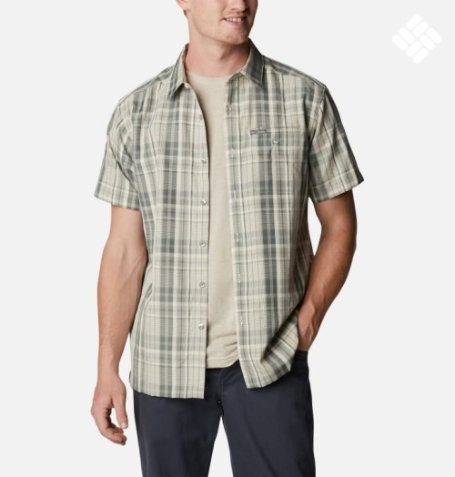 Men's Columbia Lakeside Trail Short Sleeve Shirts Grey | CA-JCA0L