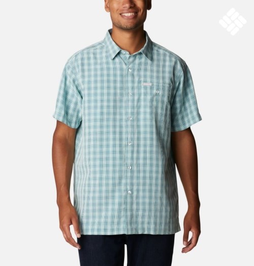 Men's Columbia Lakeside Trail Short Sleeve Shirts Green | CA-X645C