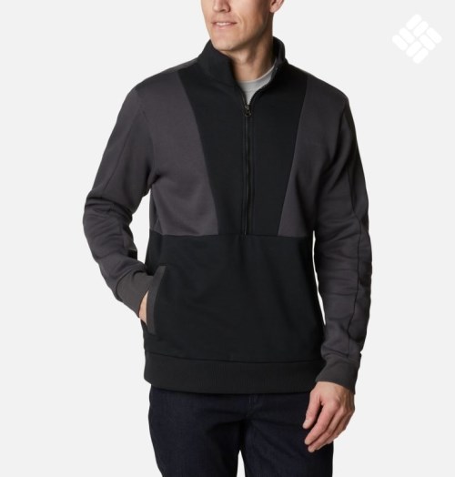 Men's Columbia Lodge Colorblock Half Zip Sweatshirts Black | CA-W6408