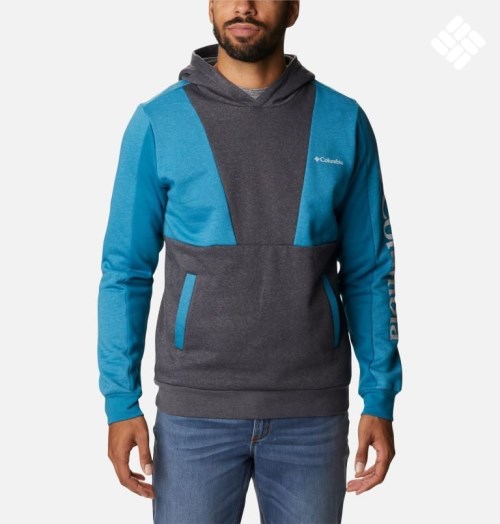 Men's Columbia Lodge Colorblock Hoodie Blue / Black | CA-CC4A0