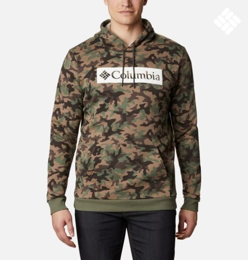 Men's Columbia Logo Printed Hoodie Camo | CA-U5A46