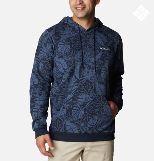 Men's Columbia Logo Printed Hoodie Navy | CA-JL018