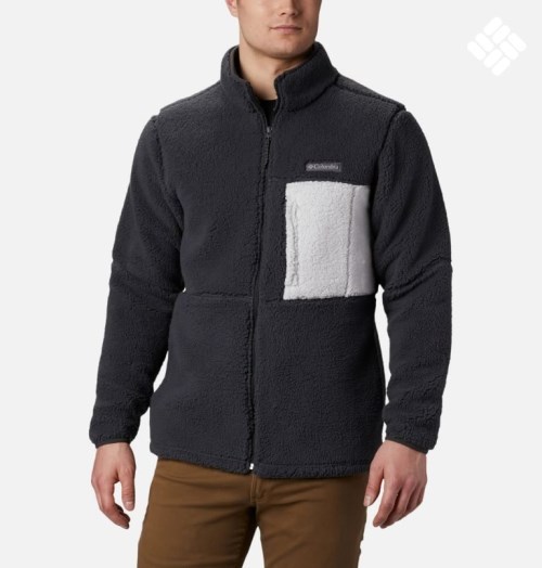 Men's Columbia Mountainside Heavyweight Sherpa Fleece Jackets Black | CA-TAC54