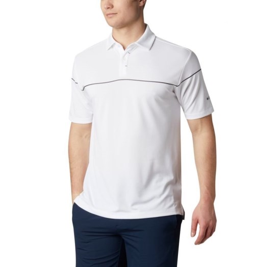 Men's Columbia Omni-Wick Breaker Golf Polo Shirts White | CA-F86C1