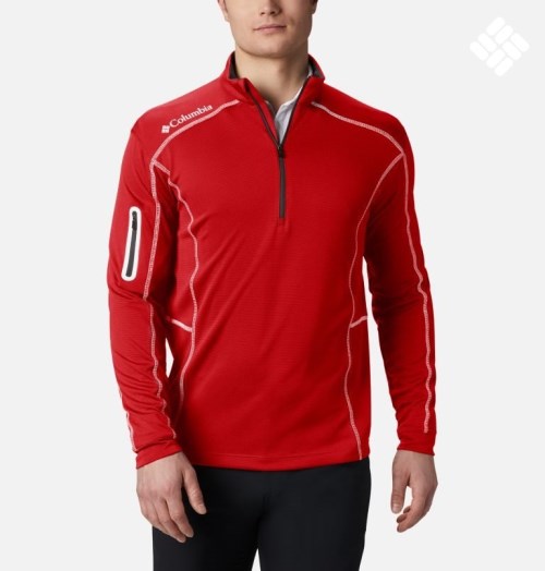 Men's Columbia Omni-Wick Shotgun Quarter-Zip Sweatshirts Red | CA-O631L