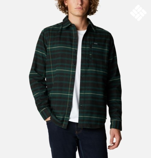 Men's Columbia Outdoor Elements II Flannel Shirts Green | CA-XC46L