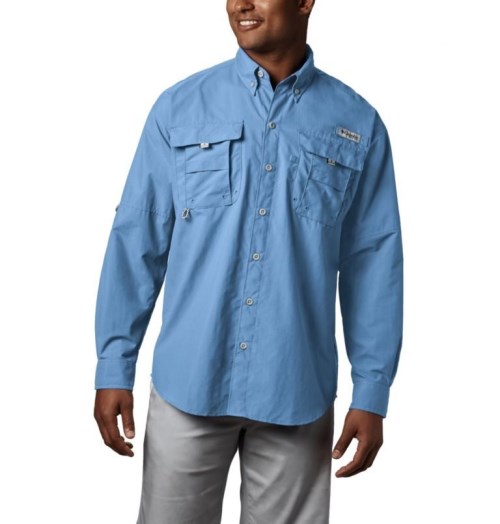 Men's Columbia PFG Bahama II Long Sleeve Shirts Light Blue | CA-A56C3