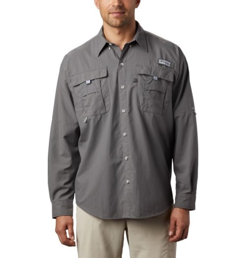 Men's Columbia PFG Bahama II Long Sleeve Shirts Dark Grey | CA-F681A