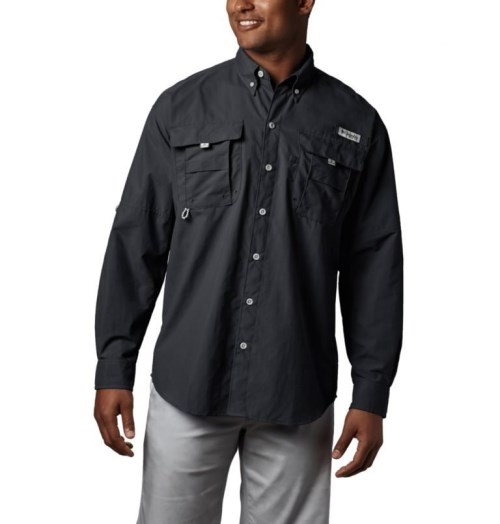 Men's Columbia PFG Bahama II Long Sleeve Shirts Black | CA-IC415