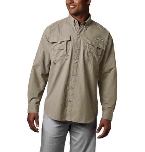 Men's Columbia PFG Bahama II Long Sleeve Shirts Khaki | CA-Q54A6