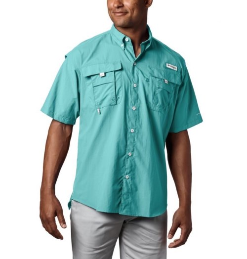 Men's Columbia PFG Bahama II Short Sleeve Shirts Turquoise | CA-J1804