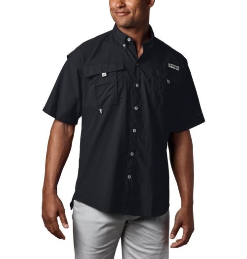 Men's Columbia PFG Bahama II Short Sleeve Shirts Black | CA-L053A