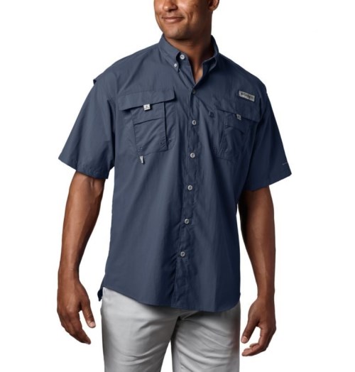 Men's Columbia PFG Bahama II Short Sleeve Shirts Navy | CA-OA438