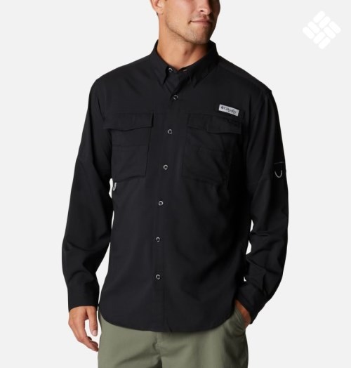 Men's Columbia PFG Blood and Guts IV Woven Long Sleeve Shirts Black | CA-E6A08