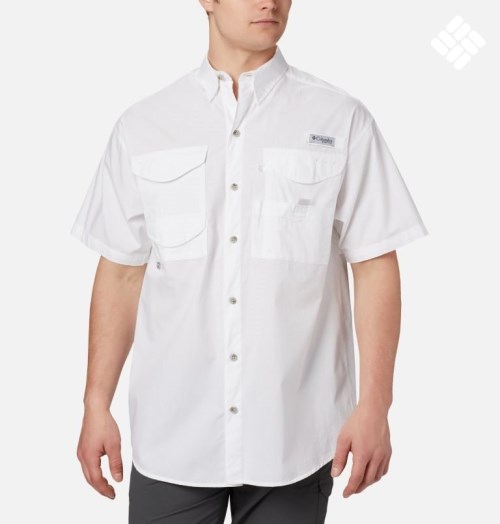 Men's Columbia PFG Bonehead Short Sleeve Shirts White | CA-P465C