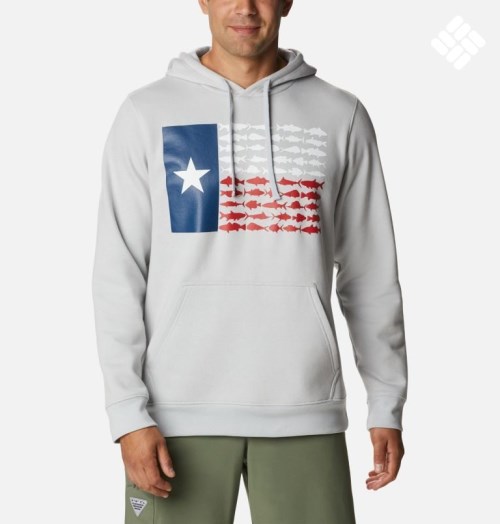 Men's Columbia PFG Fish Flag II Hoodie Light Grey | CA-C30CA