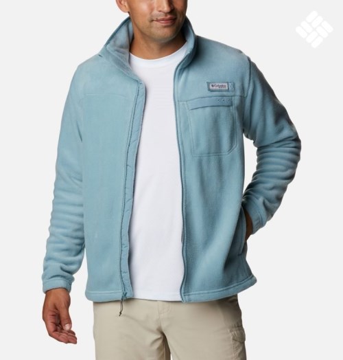 Men's Columbia PFG Grander Marlin MTR Fleece Jackets Turquoise | CA-J86LA