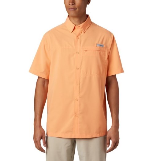 Men's Columbia PFG Grander Marlin Short Sleeve Shirts Orange | CA-Q0138