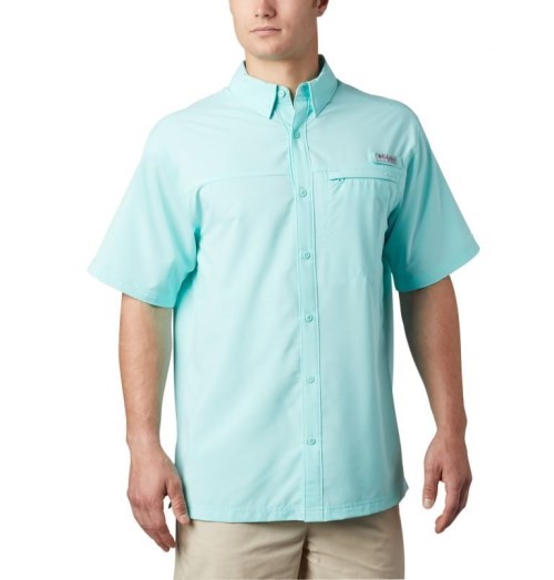 Men's Columbia PFG Grander Marlin Short Sleeve Shirts Turquoise | CA-QL564