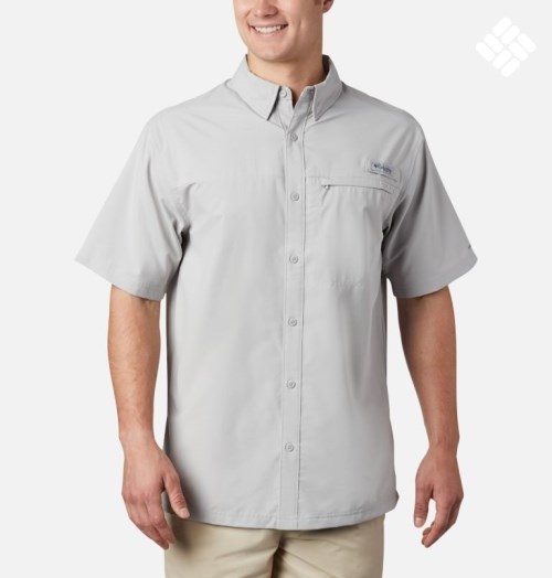 Men's Columbia PFG Grander Marlin Short Sleeve Shirts Light Grey | CA-X0L81