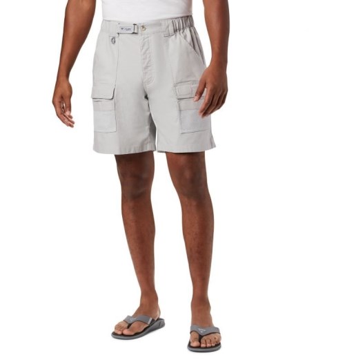 Men's Columbia PFG Half Moon III Shorts Light Grey | CA-Y685A