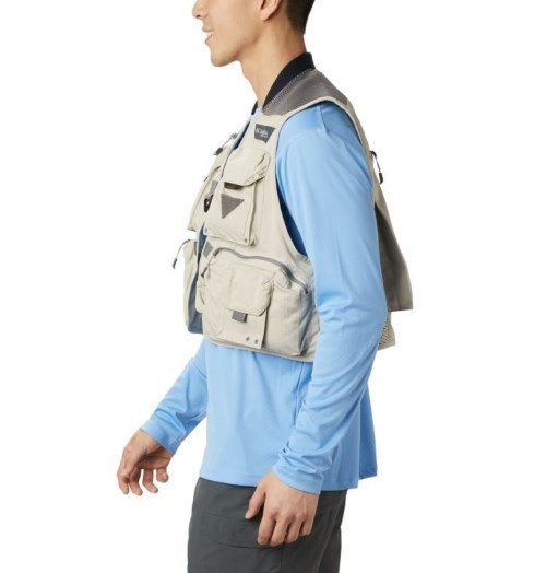 Men's Columbia PFG Henry’s Fork V Vest Khaki | CA-A4ACL