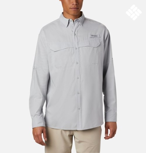 Men's Columbia PFG Low Drag Offshore Long Sleeve Shirts Light Grey | CA-JC54A