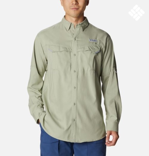 Men's Columbia PFG Low Drag Offshore Long Sleeve Shirts Olive | CA-MA16C