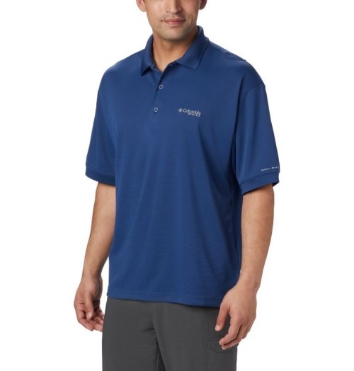 Men's Columbia PFG Perfect Cast Polo Shirts Navy | CA-O8L35