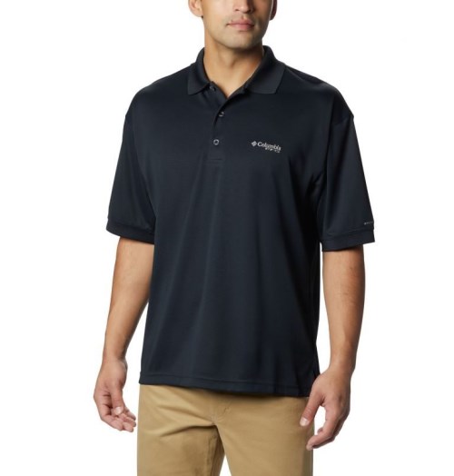 Men's Columbia PFG Perfect Cast Polo Shirts Black | CA-R658A