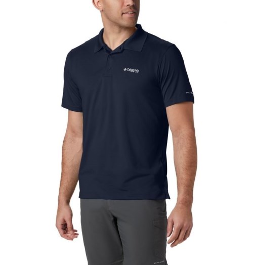 Men's Columbia PFG Skiff Cast Polo Shirts Navy | CA-GL8CA