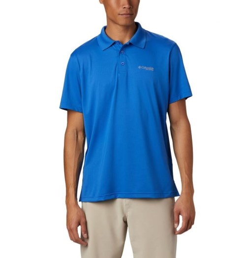 Men's Columbia PFG Skiff Cast Polo Shirts Blue | CA-I0C34