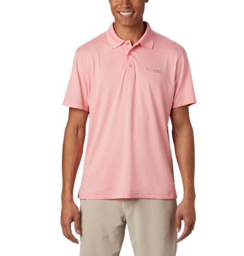 Men's Columbia PFG Skiff Cast Polo Shirts Pink | CA-K5A61