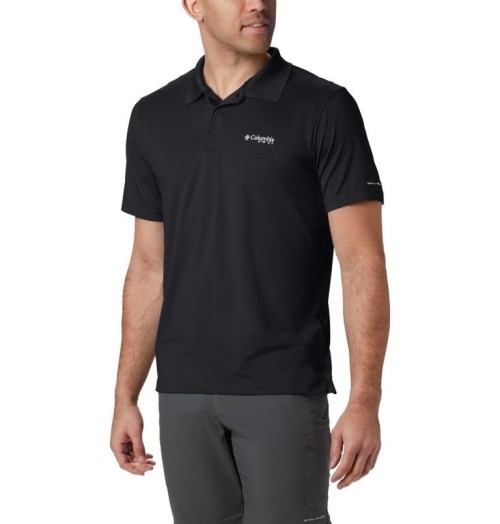 Men's Columbia PFG Skiff Cast Polo Shirts Black | CA-T3186