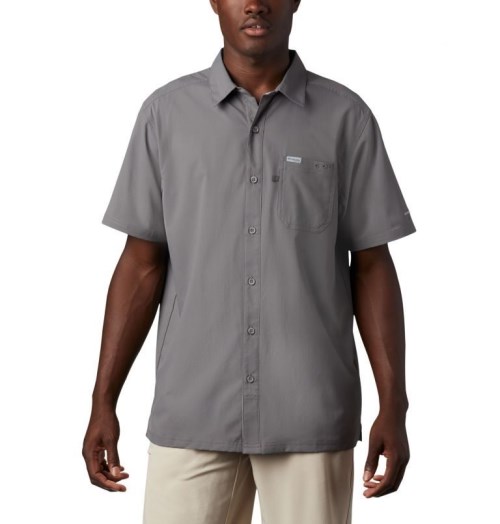 Men's Columbia PFG Slack Tide Camp Shirts Grey | CA-C0A8L