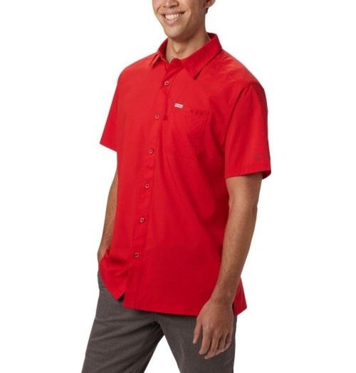 Men's Columbia PFG Slack Tide Camp Shirts Red | CA-D6A15